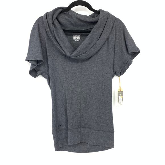 Converse One Star Cowl Neck Top Womens Size Small Dark Gray Short Sleeve NEW - Picture 1 of 7